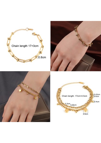 0240-G Paslanmaz Çelik Boncuklu Bilezikler Kadınlar Için Altın Renk Bilezik Kalp Kolye Bilezikler Charm Bilezik Takı Hediye (Yurt Dışından) fırsatları