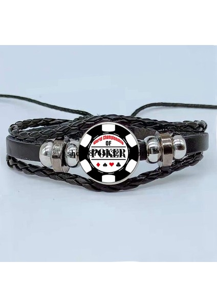 SIYAH17 Yeni Poker Resim Bilezik Cam Cabochon Bilezik Çok Katmanlı Dokuma Poker Bilezik Takı (Yurt Dışından)