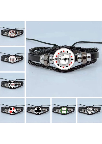 SIYAH17 Yeni Poker Resim Bilezik Cam Cabochon Bilezik Çok Katmanlı Dokuma Poker Bilezik Takı (Yurt Dışından) fiyatları