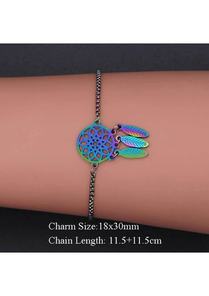 22CM Tarzı Gümüş Paslanmaz Çelik Hint Dreamcatcher Kolye Bilezik Kadın Erkek Rüyalar Koruma Muska Charm Takı (Yurt Dışından) fırsatları