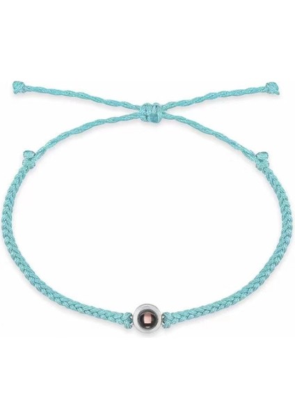 Mavi Daire Fotoğraf Bilezik Projeksiyon Bilezikler Kişiselleştirilmiş Özel Fotoğraf Bilezik Çift Anıt Takı Hediye Kadın Erkek Için (Yurt Dışından)