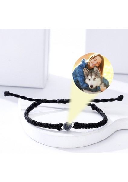 Mavi Daire Fotoğraf Bilezik Projeksiyon Bilezikler Kişiselleştirilmiş Özel Fotoğraf Bilezik Çift Anıt Takı Hediye Kadın Erkek Için (Yurt Dışından) modelleri