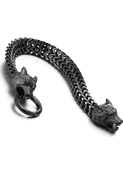 19CM Tarzı B1017 Erkek Paslanmaz Çelik Bilezik Kurt Başkanı Franco Baklalı Zincirler Bilezik Retro Viking Kurt Totem Bilezik Erkekler Aksesuarları Için Takı (Yurt Dışından)