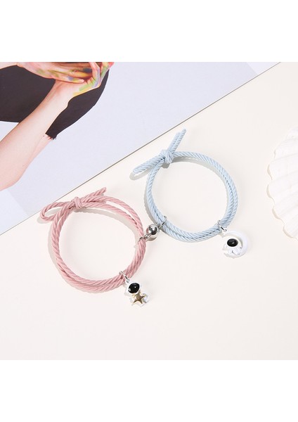 Vermeil Yeni Sıcak Karikatür Manyetik Çift Bilezikleri Ay Robotlar Kolye Sevimli Karşılıklı Çekici Dostluk Halat Arkadaşlar Için Hediyeler (Yurt Dışından)