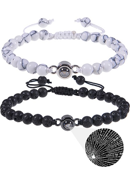 A1 Yeni "seni Seviyorum" 100 Dil Bilezik Kişiselleştirilmiş Fotoğraf Projeksiyon Bileklik Özel Fotoğraf Doğal Taş Çift Bileklik (Yurt Dışından) modelleri