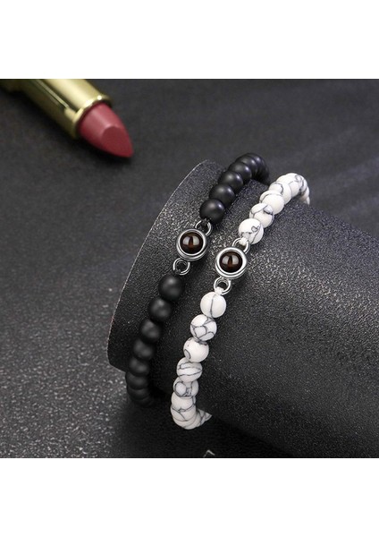 A1 Yeni "seni Seviyorum" 100 Dil Bilezik Kişiselleştirilmiş Fotoğraf Projeksiyon Bileklik Özel Fotoğraf Doğal Taş Çift Bileklik (Yurt Dışından) fırsatları