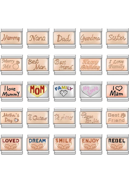 DJ273-E Ha Gül Baba Anne Kardeş Rüya Şanslı Tadını Çıkarın Kalp Italyan Charm Bağlantılar Fit 9mm Paslanmaz Çelik Bilezik Takı Yapımı DJ133 (Yurt Dışından) fiyatları