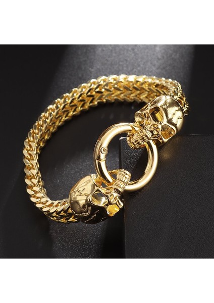 A10183-GÜMÜŞ-22.5CM Sıcak Satış Klasik Moda Punk Paslanmaz Çelik Kafatası Bilezik Erkekler 'ın Charm Gotik Bilezik Takı Hediye (Yurt Dışından) fırsatları