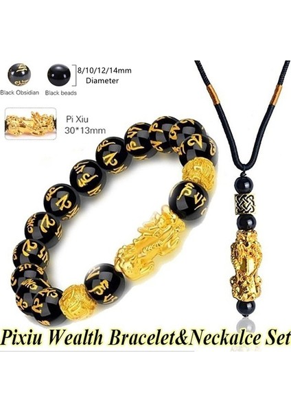 Kolye Xiu Bilezikler Feng Shui Siyah Obsidyen Servet Bilezik Boncuk Kadın Erkek Kız Erkek Unisex Ayarlanabilir Esneklik 10MM (Yurt Dışından) fiyatları