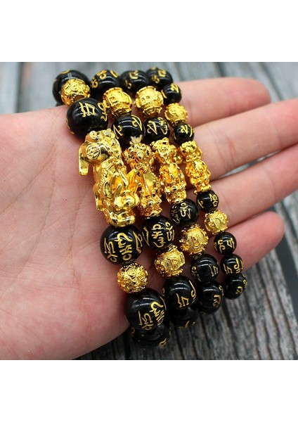 Kolye Xiu Bilezikler Feng Shui Siyah Obsidyen Servet Bilezik Boncuk Kadın Erkek Kız Erkek Unisex Ayarlanabilir Esneklik 10MM (Yurt Dışından) indirimleri