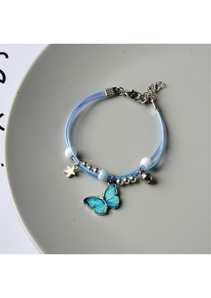 cc Moda Kelebek Kolye El Dokuma Bilezik Çift Katmanlı Boncuk Çan Bilezik Kadınlar Için Hediye Takı Aksesuarları (Yurt Dışından)