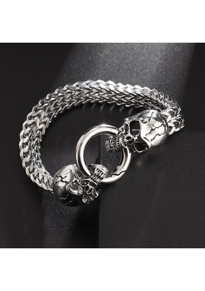 AL4346-GÜMÜŞ Sıcak Satış Klasik Moda Punk Paslanmaz Çelik Kafatası Bilezik Erkekler 'ın Charm Gotik Bilezik Takı Hediye (Yurt Dışından)