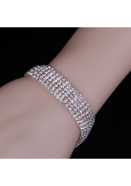 52B05-18CM Blıjery Lüks Kristal Bilezikler Kadınlar Için Gümüş Kaplama Rhinestone Charm Bilezik ve Bilezikler Femme Gelin Düğün Takı Hediyeler (Yurt Dışından)