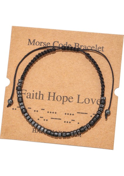 ZJ3616 El Yapımı Mors Kodu Boncuk Ayarlanabilir Siyah Dize Bilezik Hematit Taş Boncuklu Charm Bilezik Bileklik Takı Lover Için (Yurt Dışından) modelleri