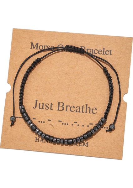 ZJ3616 El Yapımı Mors Kodu Boncuk Ayarlanabilir Siyah Dize Bilezik Hematit Taş Boncuklu Charm Bilezik Bileklik Takı Lover Için (Yurt Dışından) fırsatları