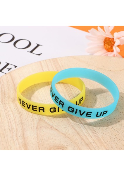 Sarı Hediyeler Motivasyon Silikon Bileklik Gençler Aydınlık Kauçuk Bilezik Erkek Kadın Asla Pes Etme Spor Manşet Bileklik (Yurt Dışından) modelleri