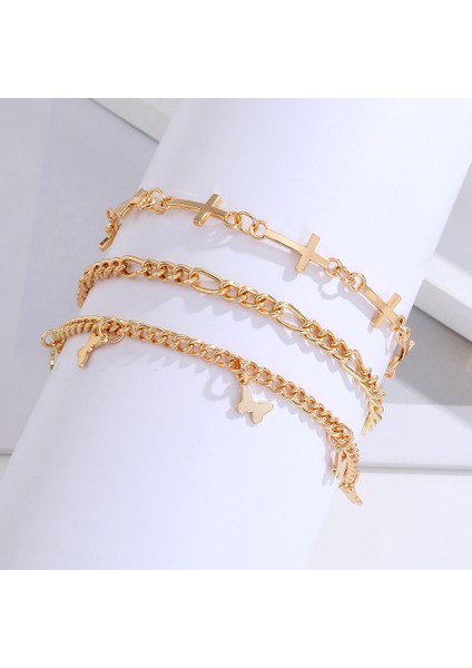 FA00201772 Çapraz Kelebek Boho Halhal Bacelets Takı Kadın Parçalamak Hediye Yaz Tatil Plaj Zincir Boncuk Bilezik Bacak Ayak (Yurt Dışından) modelleri