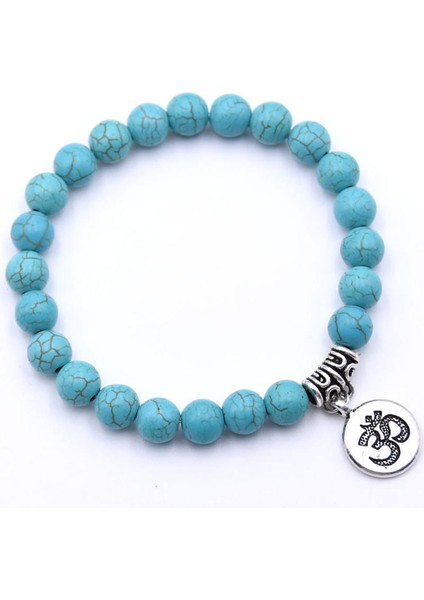 ZT110-2 Doğal Taş Strand Bilezik Yoga Çakra Mala Bilezik Om Lotus Kadın Erkek Boncuklu Charm Bilezik Takı Pulseras (Yurt Dışından)