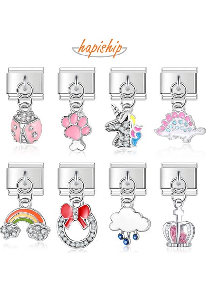 DJ300-G Ha Orijinal Papatya Taç Gökkuşağı Ünikorn Dinozor Italyan Charm Fit 9mm Bilezik Paslanmaz Çelik Takı Yapımı DJTOP23 (Yurt Dışından) fiyatları