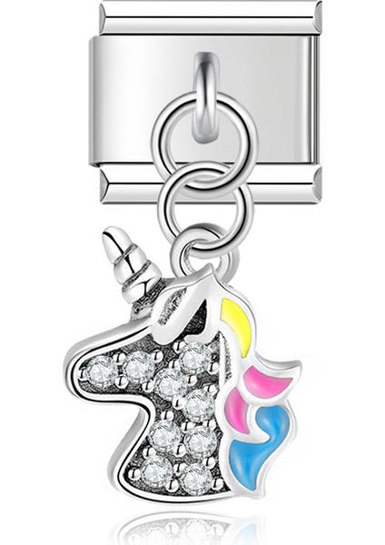 DJ300-G Ha Orijinal Papatya Taç Gökkuşağı Ünikorn Dinozor Italyan Charm Fit 9mm Bilezik Paslanmaz Çelik Takı Yapımı DJTOP23 (Yurt Dışından) modelleri