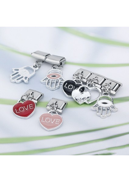 F Ha Moda Tatlı Renk Kalp Aşk Palm Charm Bağlantılar Fit 9mm Paslanmaz Çelik Bilezik Dıy Takı Yapımı DJ420 (Yurt Dışından) modelleri