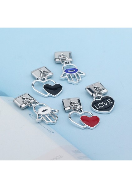 F Ha Moda Tatlı Renk Kalp Aşk Palm Charm Bağlantılar Fit 9mm Paslanmaz Çelik Bilezik Dıy Takı Yapımı DJ420 (Yurt Dışından) fırsatları