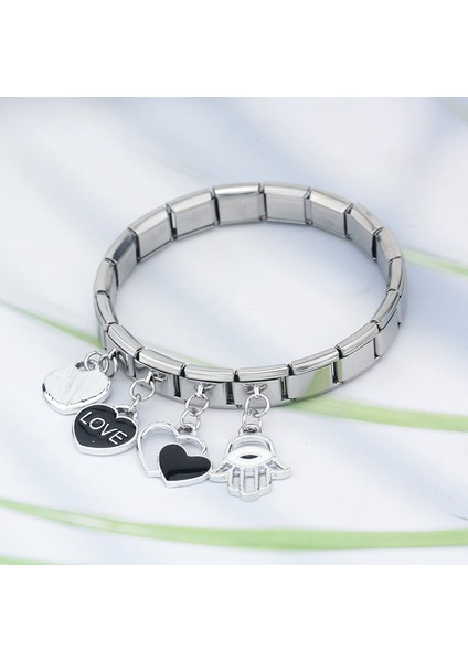 F Ha Moda Tatlı Renk Kalp Aşk Palm Charm Bağlantılar Fit 9mm Paslanmaz Çelik Bilezik Dıy Takı Yapımı DJ420 (Yurt Dışından) indirimleri