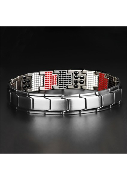 Gümüş Erkek Sağlık Enerji 3 In 1 Bilezik Bileklik Çift Artrit Bükülmüş Sağlıklı Manyetik Güç Terapisi Mıknatıslar Pulsera Hombre (Yurt Dışından)