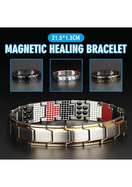 Gümüş Erkek Sağlık Enerji 3 In 1 Bilezik Bileklik Çift Artrit Bükülmüş Sağlıklı Manyetik Güç Terapisi Mıknatıslar Pulsera Hombre (Yurt Dışından) fırsatları