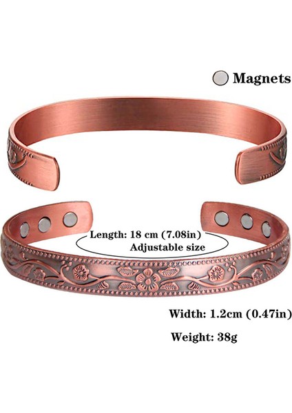 No.14 Boyutu Saf Bakır Manyetik Bilezik Erkekler Artrit Ayarlanabilir Mıknatıslar Kadın Manşet Terapi Sağlık Enerji Bilezik (Yurt Dışından) fiyatları