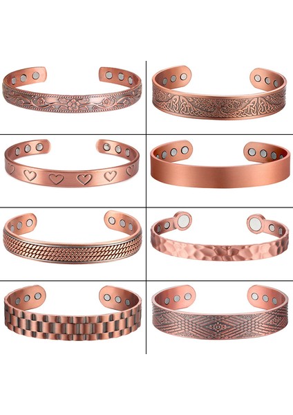 No.14 Boyutu Saf Bakır Manyetik Bilezik Erkekler Artrit Ayarlanabilir Mıknatıslar Kadın Manşet Terapi Sağlık Enerji Bilezik (Yurt Dışından) modelleri