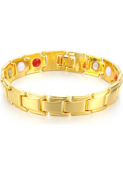 Altın Terapötik Enerji Şifa Ayrılabilir Bileklik Bileklik Terapi Manyetik Alaşım Bilezik Akupunktur Noktası Masajı Erkek Moda Takı (Yurt Dışından)