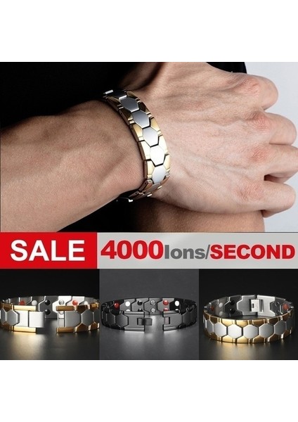 Gümüş Erkek Takı Gauss Titanyum 316L Paslanmaz Çelik Biyo Manyetik Bilezik Erkekler Için Terapi Sağlık Enerji Bilezik Pulsera Hom (Yurt Dışından)