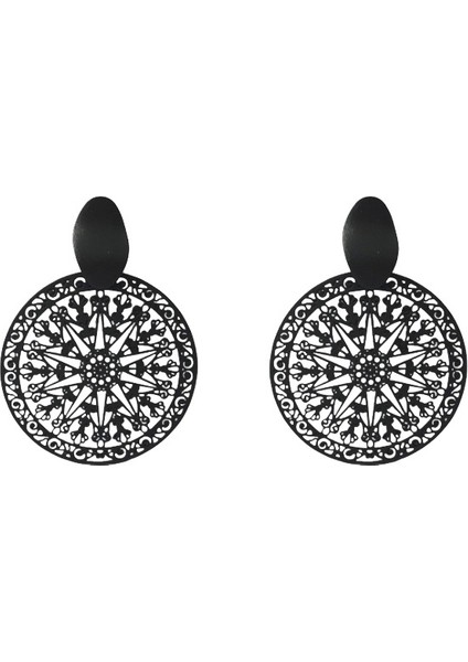 Vintage Siyah Çiçekli Küpeler, Şık ve Çok Yönlü Küpeler (Yurt Dışından)