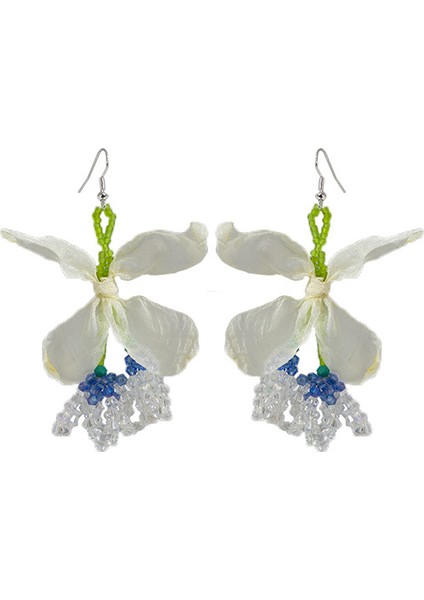 Seyahat Tatilleri Için Kumaş Çiçek ve Yaprak Küpeler (Yurt Dışından)