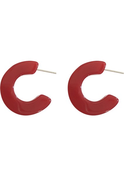 Kadın Kırmızı Daire Küpe, Narin ve Çok Yönlü (Yurt Dışından)