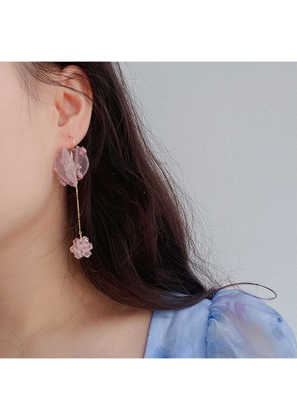 El Yapımı Küpe, Pembe Örgü Püsküllü Küpe (Yurt Dışından)