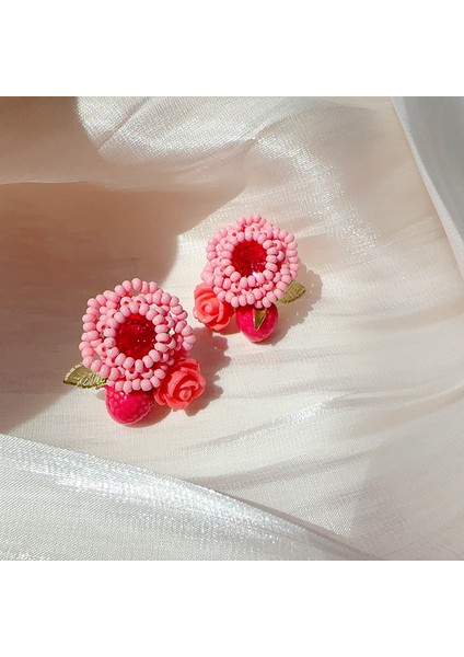 Pembe Gül Saplama Küpe, Aşk Hediyesi (Yurt Dışından)