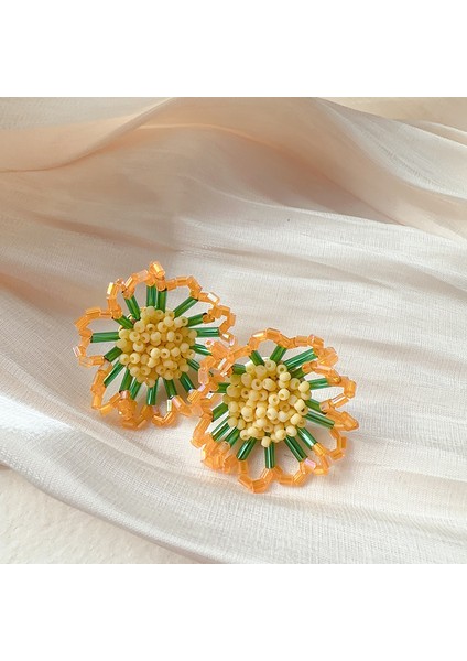 El Yapımı Örme Çiçek Küpeler, Günlük Geziler Için Çok Yönlü Küpeler (Yurt Dışından)