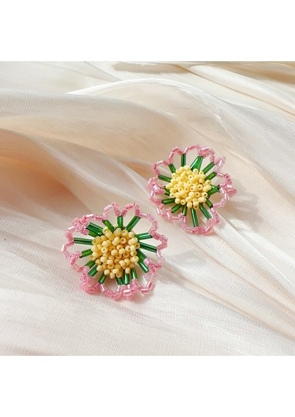 El Yapımı Örme Çiçek Küpeler, Günlük Geziler Için Çok Yönlü Küpeler (Yurt Dışından)