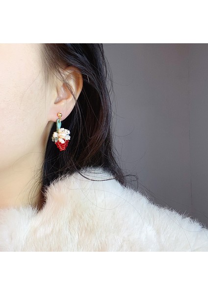 El Örgüsü Çilek Çiçek Küpeler, Sevimli ve Çok Yönlü (Yurt Dışından) modelleri