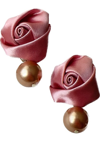 Romantik Fransız Pembe Gül Küpeler (Yurt Dışından)