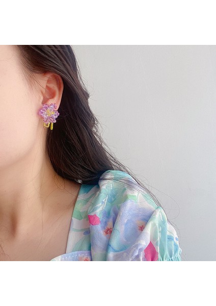 El Yapımı Örgü Küçük Çiçek Küpeler, Sevimli ve Çok Yönlü Küpeler (Yurt Dışından) fiyatları