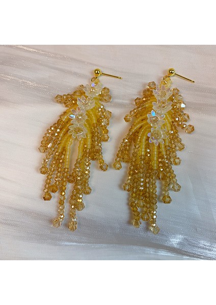 Saf El Yapımı Çiçek Püskül Küpeler, Moda ile (Yurt Dışından)