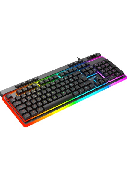 Nova K1 360° Özelleştirilebilir Rgb & Yazılımlı Full Membran 104+7 Tuşlu Ekstra Multimedya / Rollover Ses Kontrol Mekanizmalı Gaming Klavye