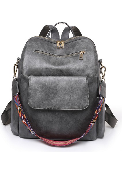 Büyük Kapasiteli Sırt Çantası Kadın Avrupa ve Amerikan Retro Rahat Backpack Bayan Sırt Çantası (Yurt Dışından)