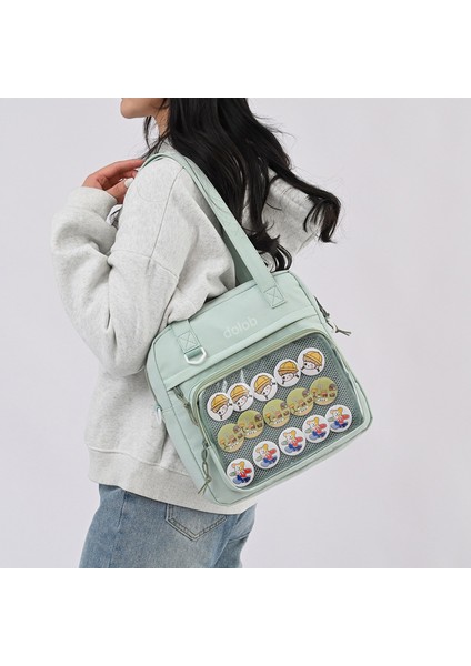 Basit Animasyon Çevresel Yaratıcı Rozeti Küçük Ağrı Çantası Tuval Kişilik Kayış Plakası Öğrenci Şeffaf Crossbody Çanta (Yurt Dışından)