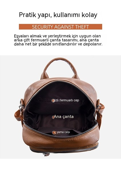 Backpack Sırt Çantası Kadın Avrupa ve Amerikan Retro Pu Bayan Sırt Çantası Rahat Vahşi Sırt Çantası (Yurt Dışından)