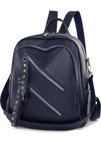 Backpack Sırt Çantası Kadın Avrupa ve Amerikan Retro Pu Bayan Sırt Çantası Rahat Vahşi Sırt Çantası (Yurt Dışından)
