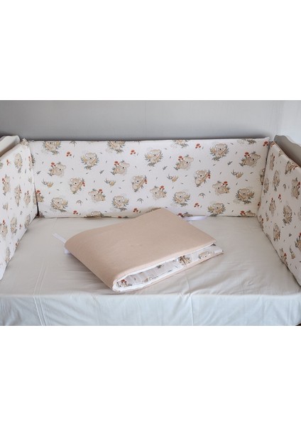 Babynest Dünyası 60X120 Beşik 4 Kenar Koruma Takımı Çift Yönlü ve Süngerli Fermuarlı Astarlı Ayıcık